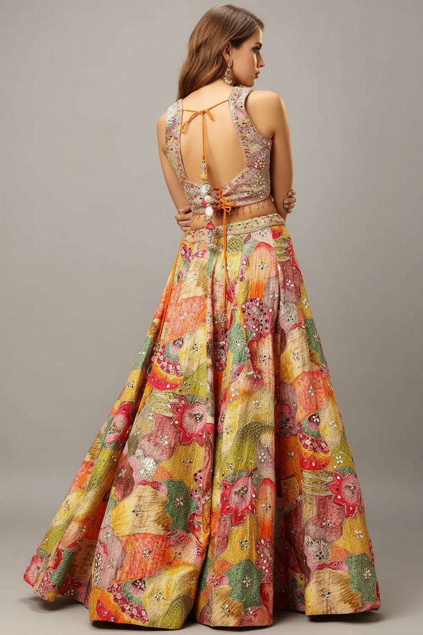 The Glimmering Yellow & Pink Dream Lehenga