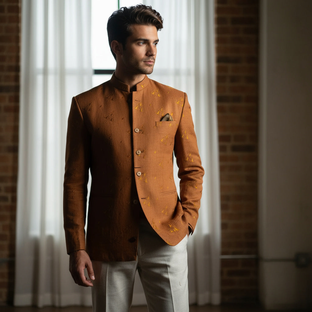 Mustard Edgy Indo-Western Set