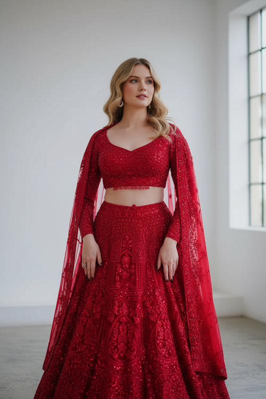 The Timeless Crimson Bridal Lehenga Set