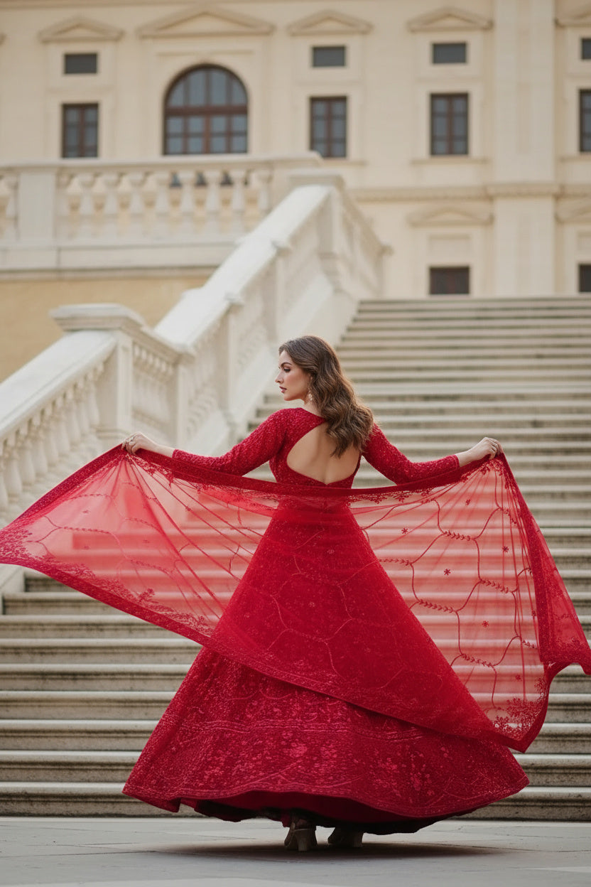 The Timeless Crimson Bridal Lehenga Set
