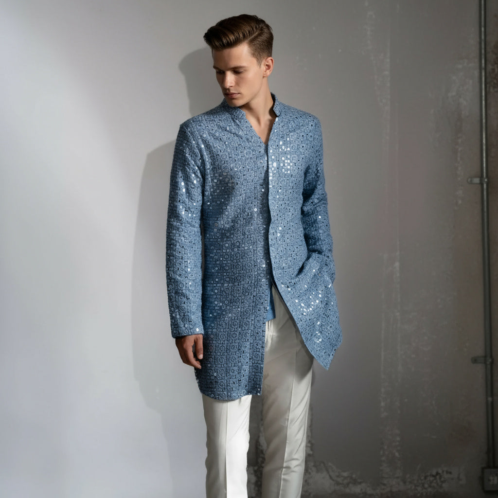 The Complete Blue Sequin Look