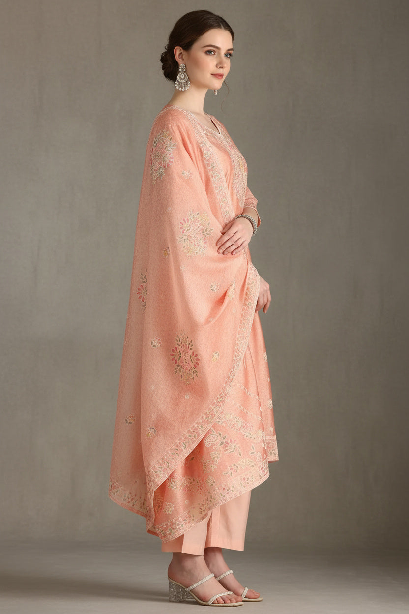 Chic Peach Floral Suit Set