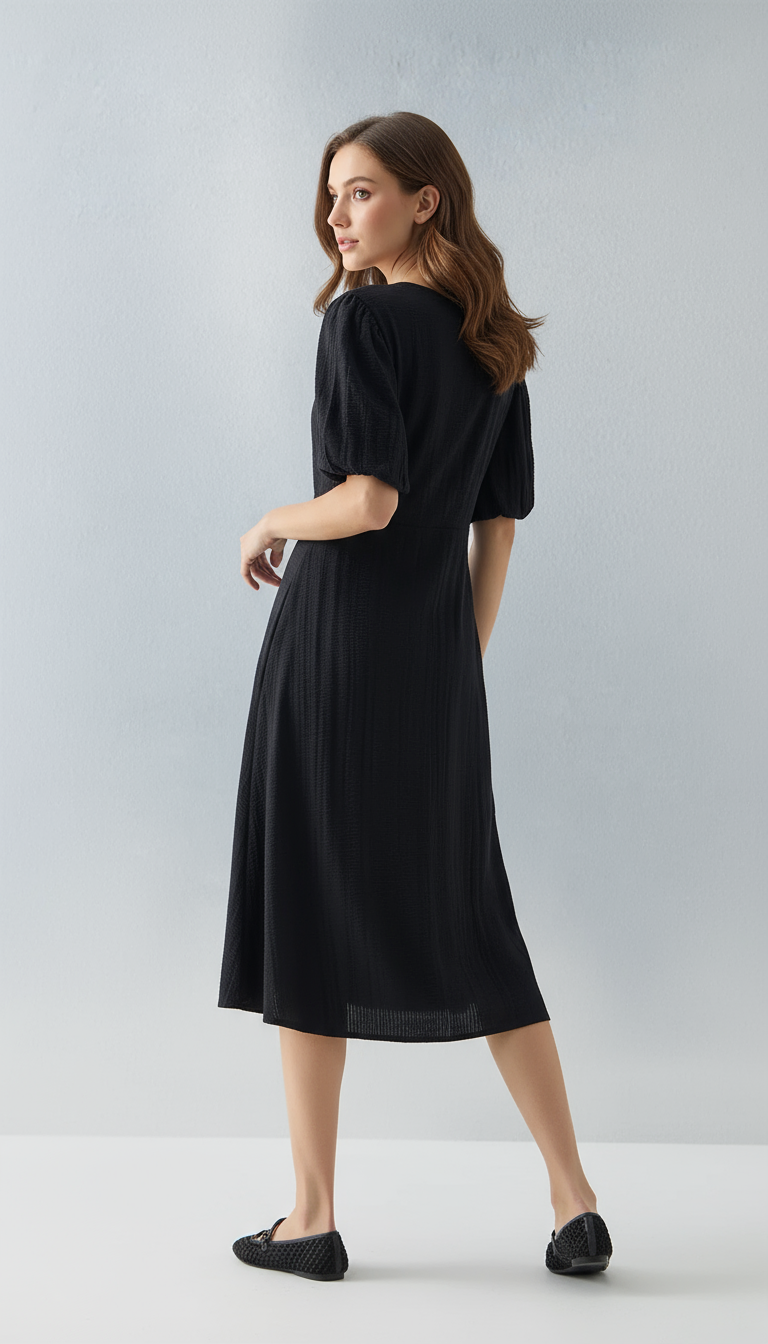 The Core Black Embroidered Cotton Dress