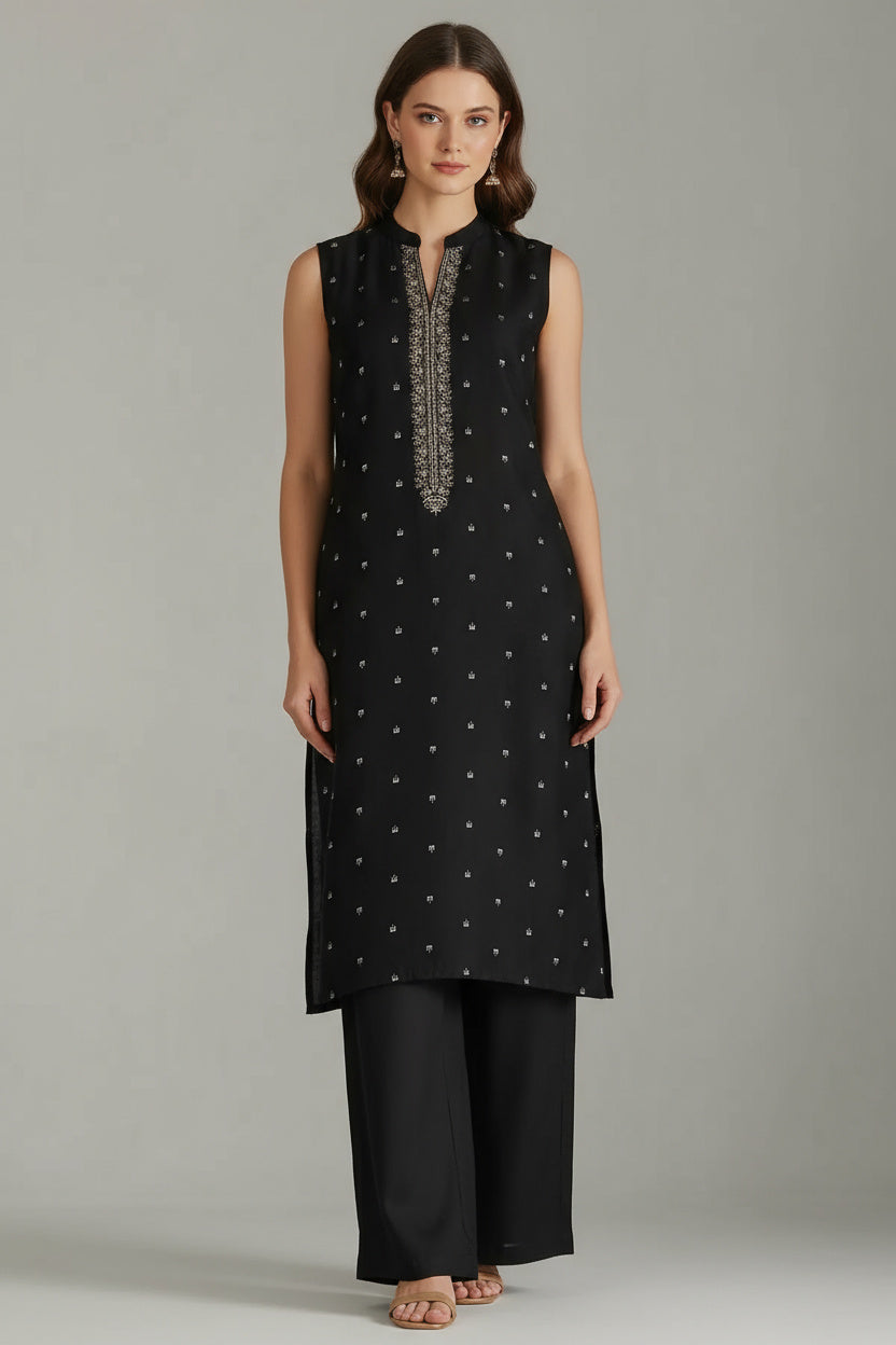 Chic Black Zari Kurta