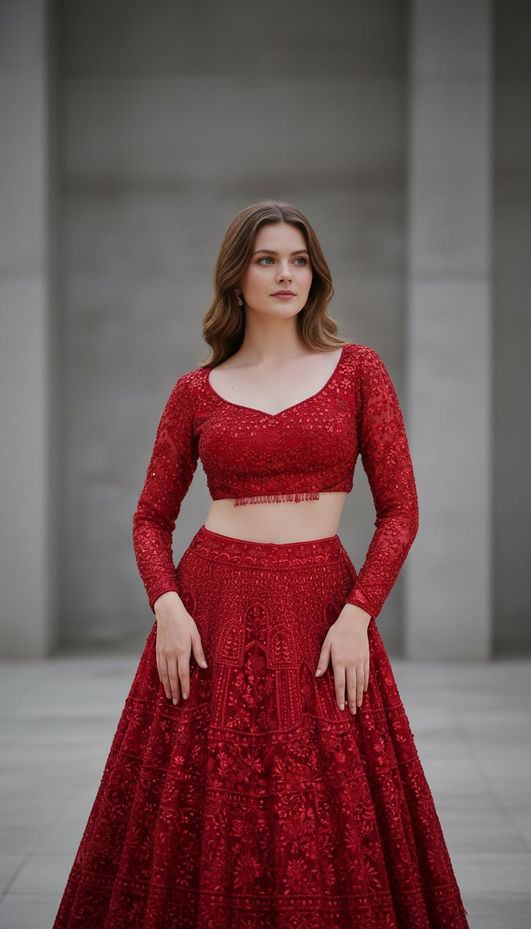The Timeless Crimson Bridal Lehenga Set