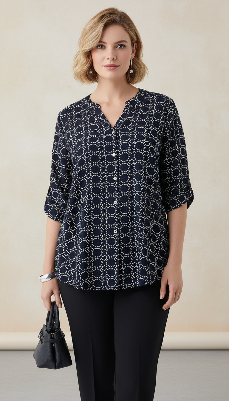 Chic Navy Print Shirt