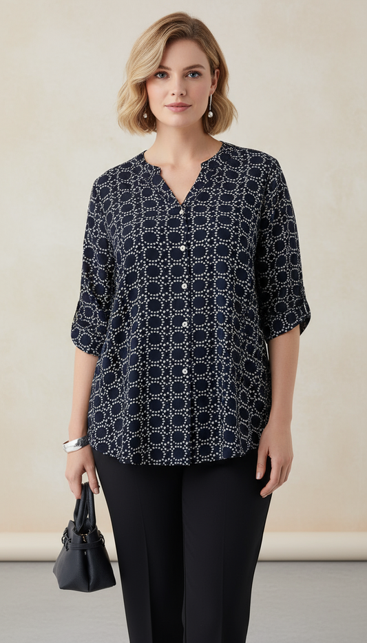 Chic Navy Print Shirt
