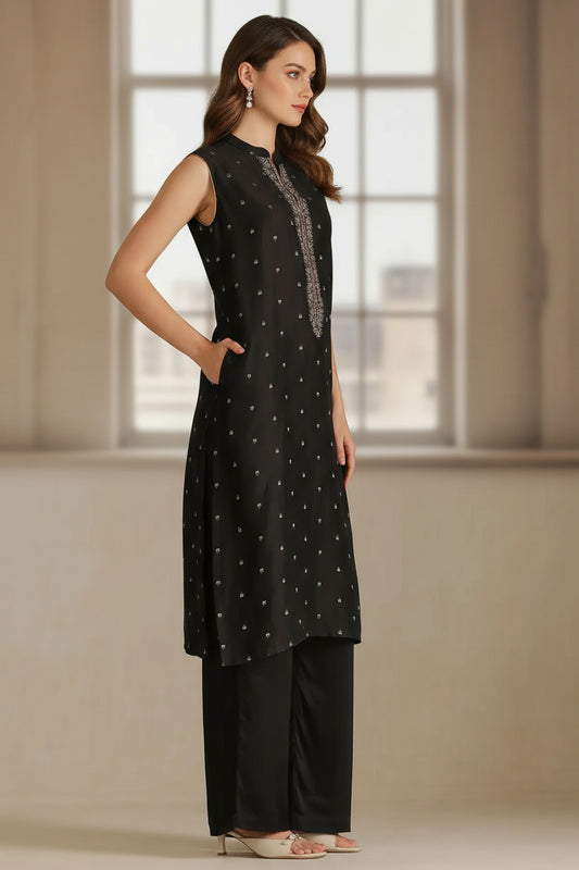Chic Black Zari Kurta