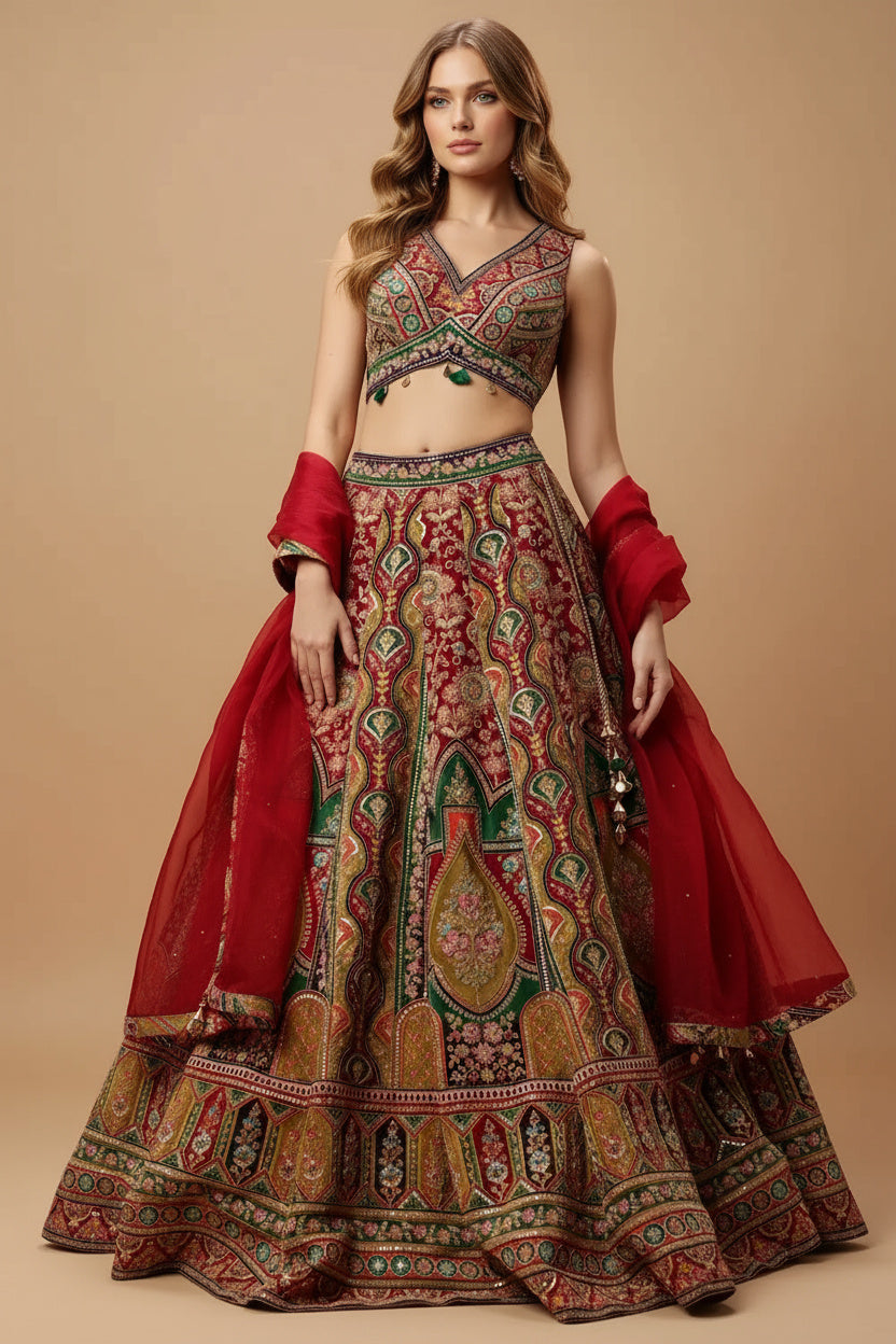 The Printed Zari Lehenga with Sequin Details