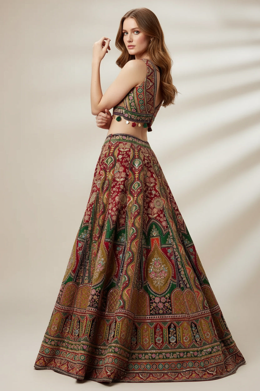 The Printed Zari Lehenga with Sequin Details