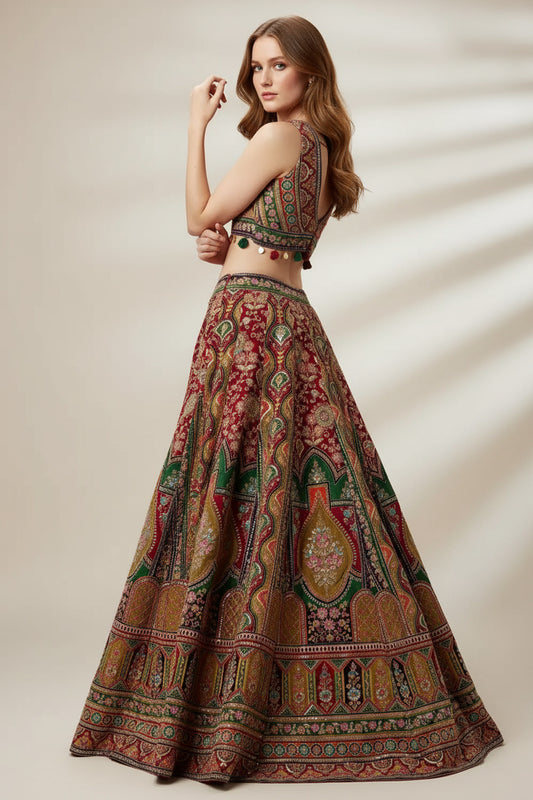 The Printed Zari Lehenga with Sequin Details