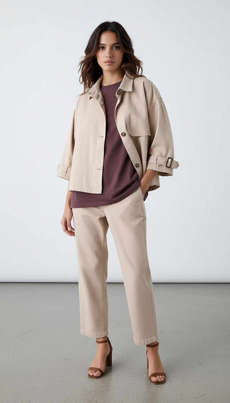 Lovely Beige Denim Jacket