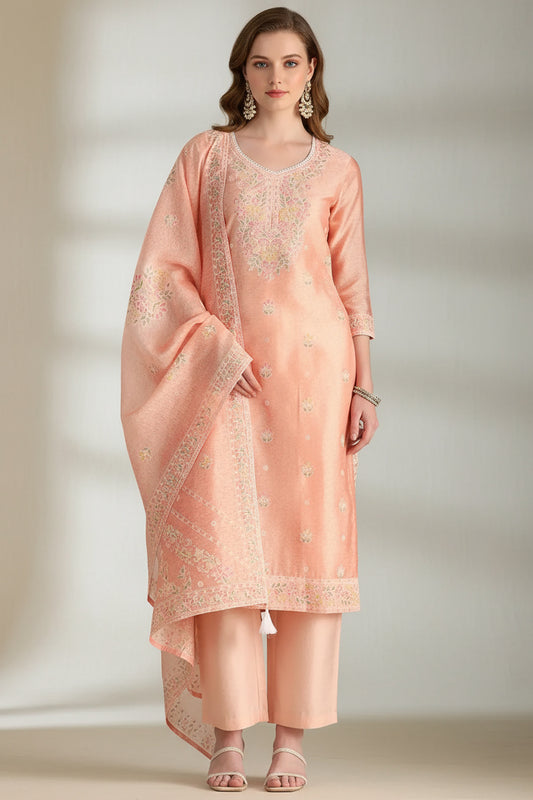 Chic Peach Floral Suit Set