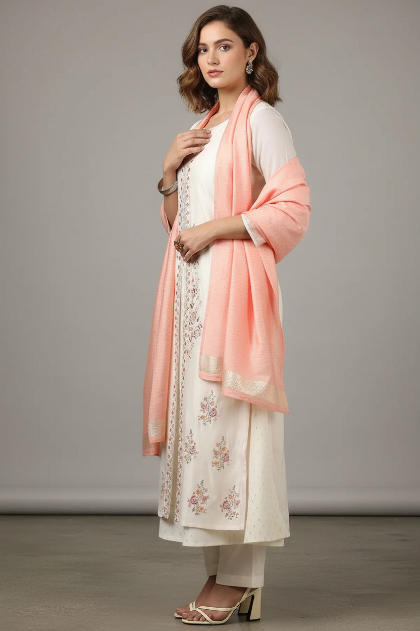 Chic Floral Beige Suit