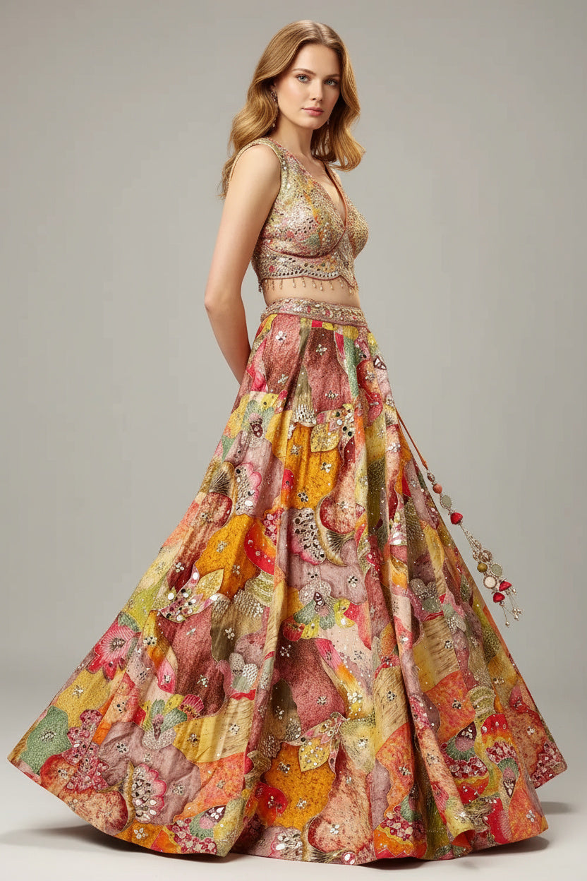 The Glimmering Yellow & Pink Dream Lehenga