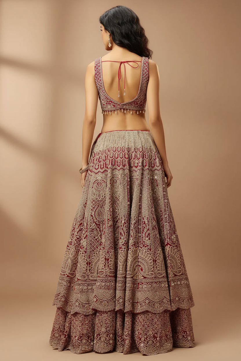 Radiant Red: The Sequin & Crystal Bridal Lehenga