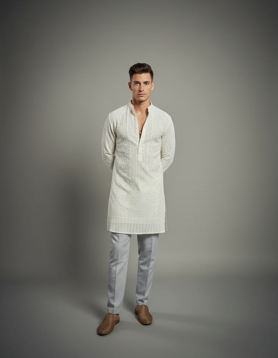 Elegant White Threadwork Set