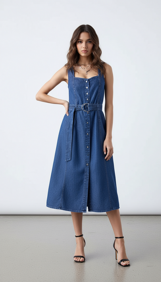 The Core Indigo Dress with Belt