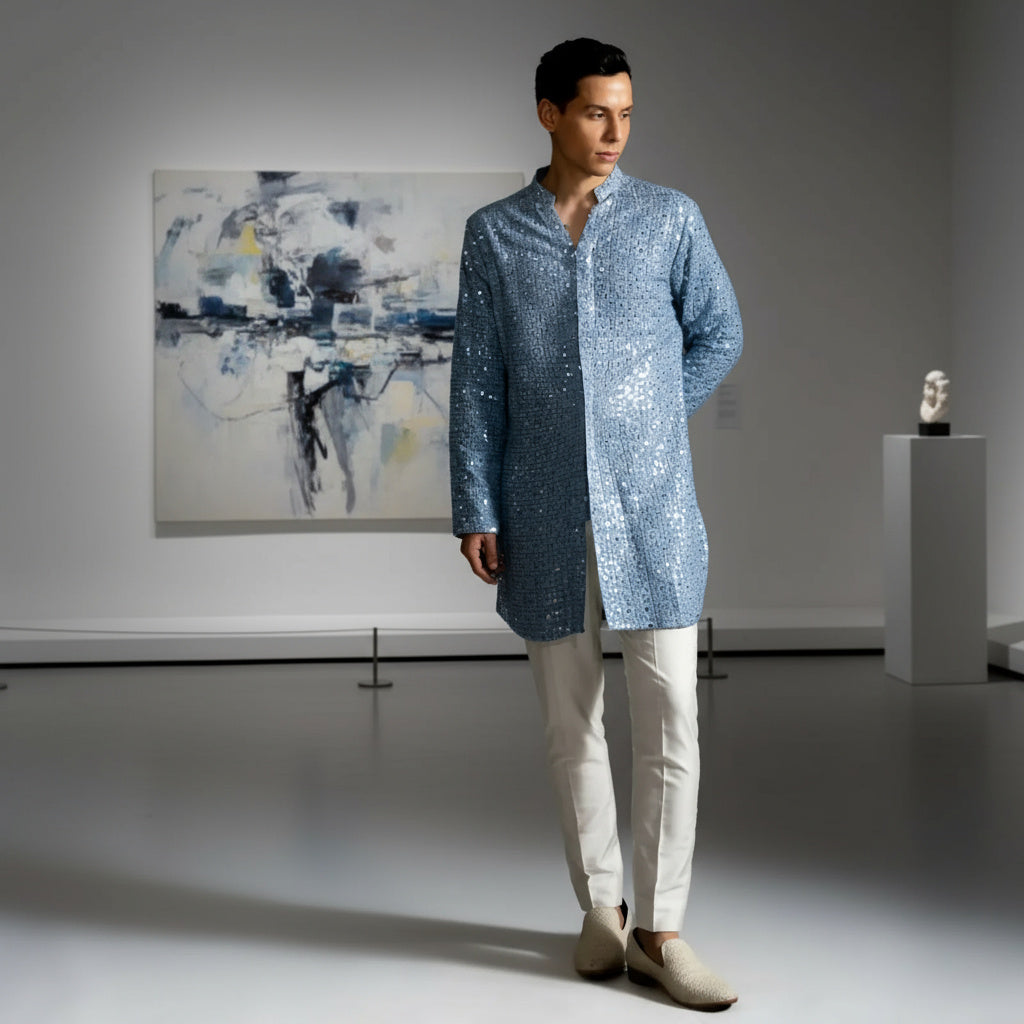 The Complete Blue Sequin Look