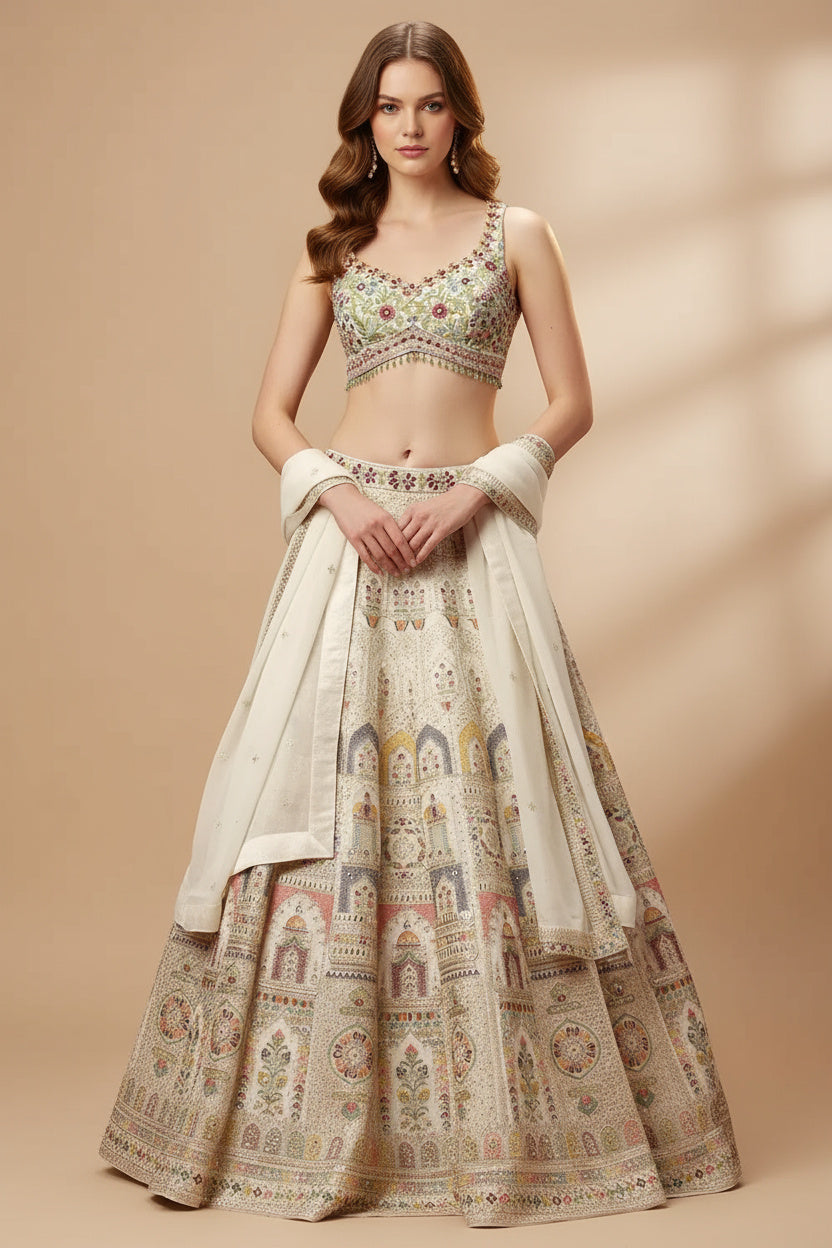 The Ivory Dream Lehenga with a Pop of Color
