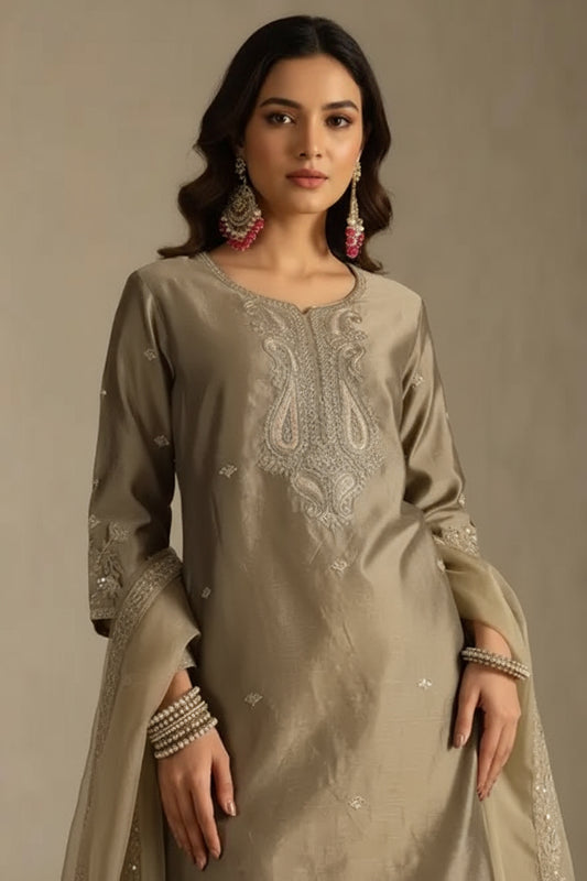 Golden Dune Chanderi Zari Suit Set