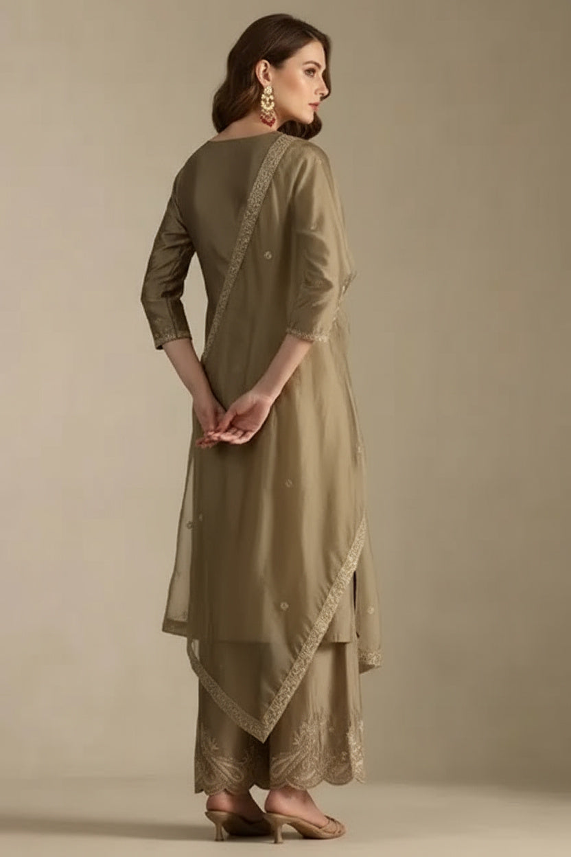 Golden Dune Chanderi Zari Suit Set