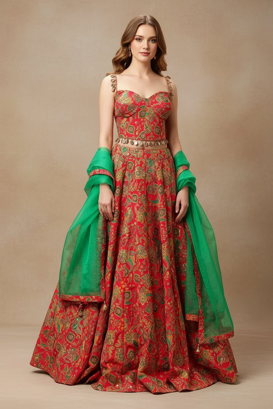 The Bright Pink Lehenga with a Pop of Green