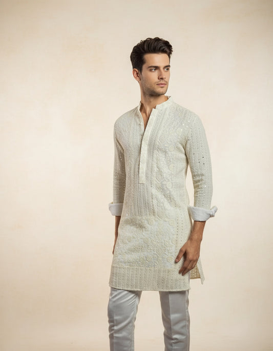 Elegant White Threadwork Set