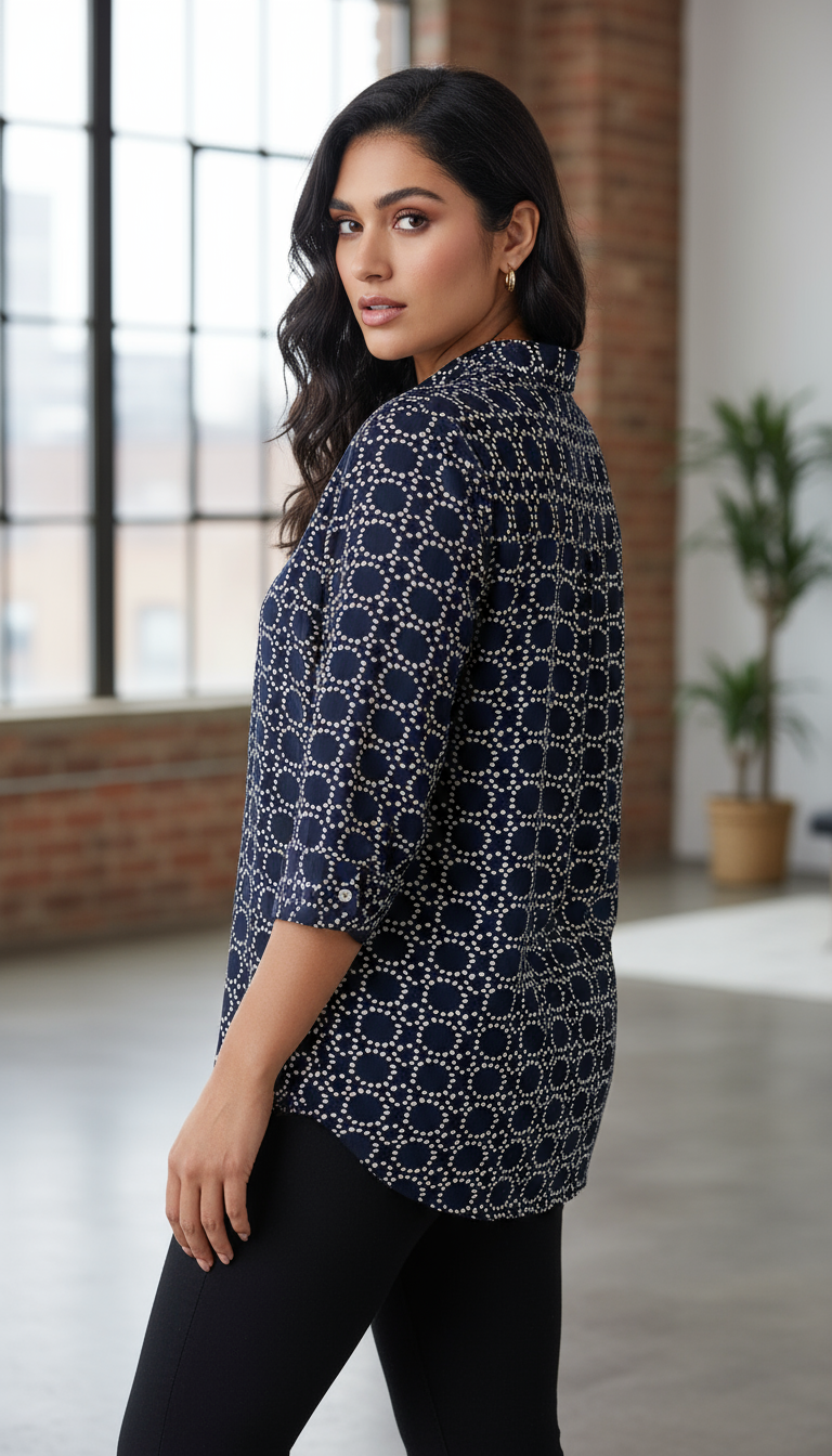 Chic Navy Print Shirt