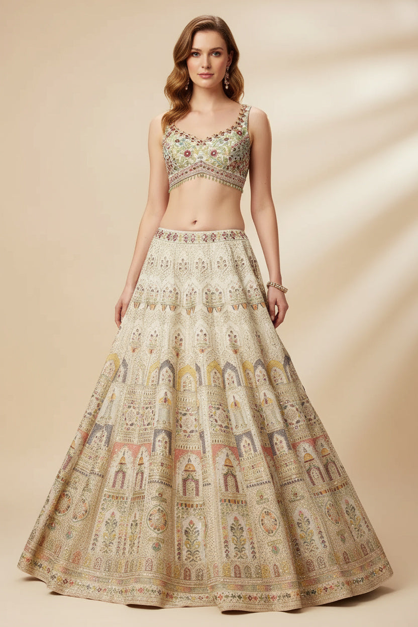 The Ivory Dream Lehenga with a Pop of Color