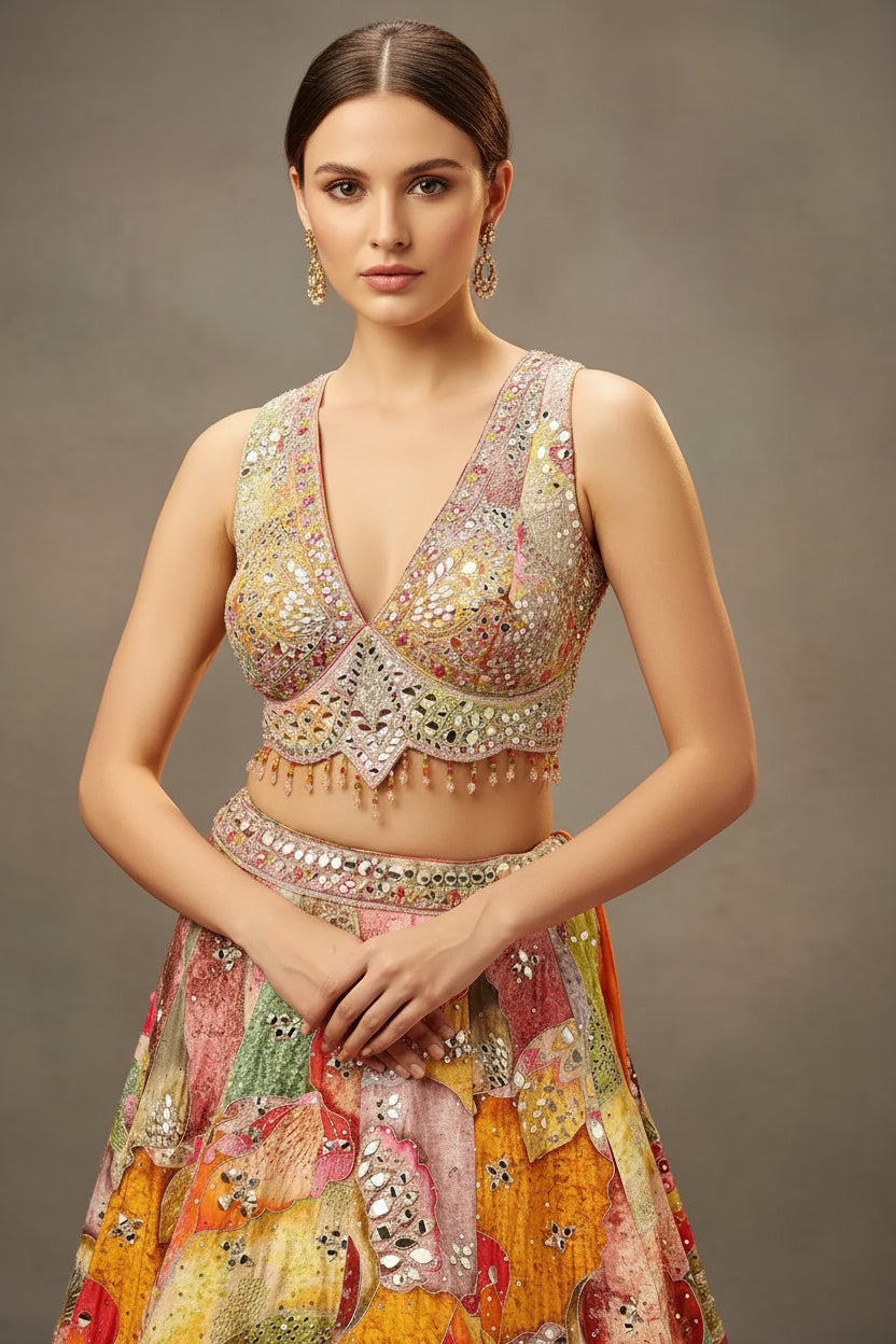 The Glimmering Yellow & Pink Dream Lehenga