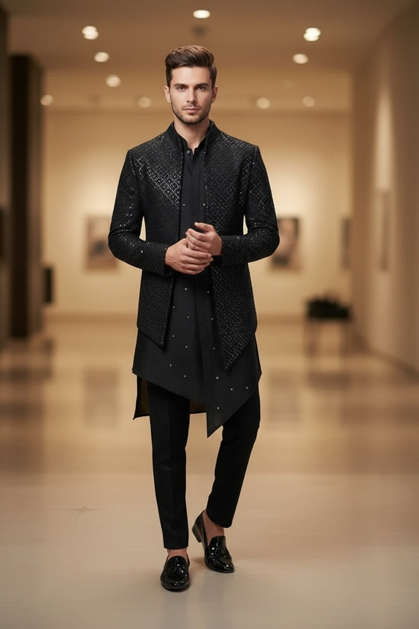 Statement Mirror-Embellished Silk Ensemble