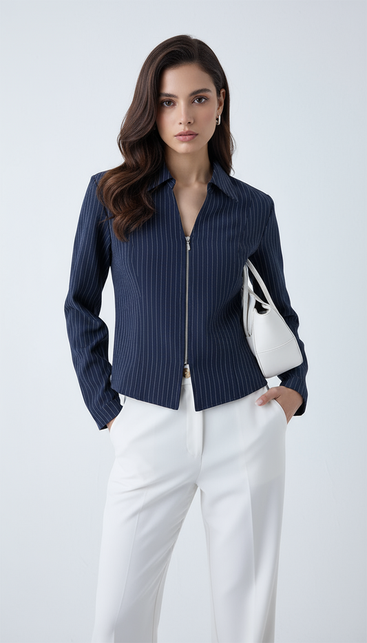 The Core Navy Pinstriped Shirt