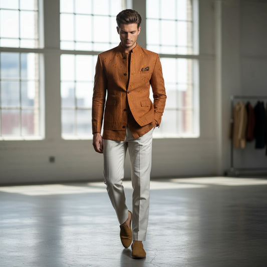 Mustard Edgy Indo-Western Set