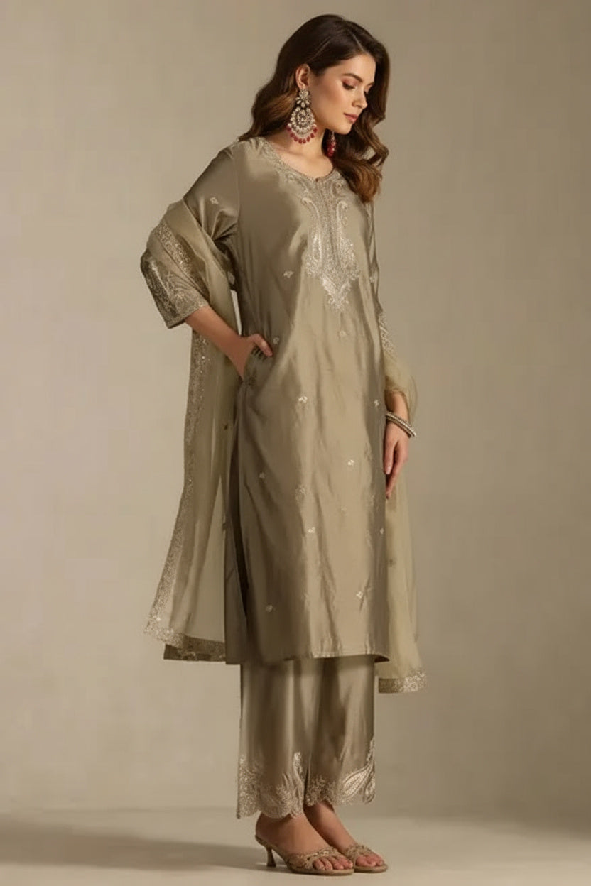 Golden Dune Chanderi Zari Suit Set