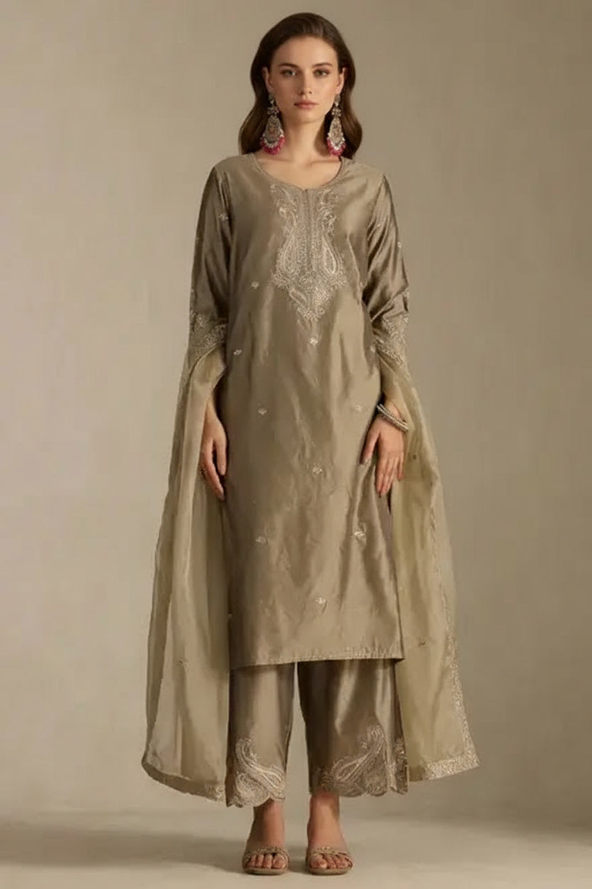 Golden Dune Chanderi Zari Suit Set